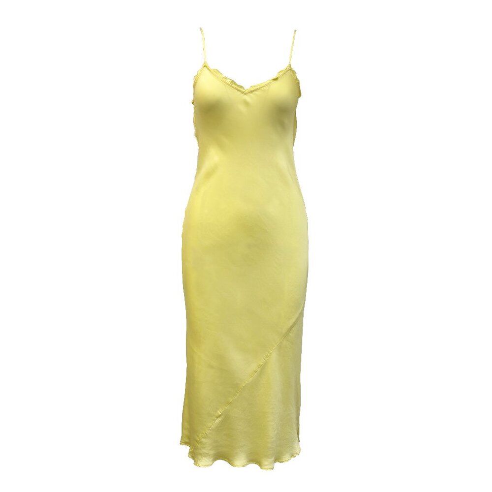 Aritzia Yellow Satin Slip Dress